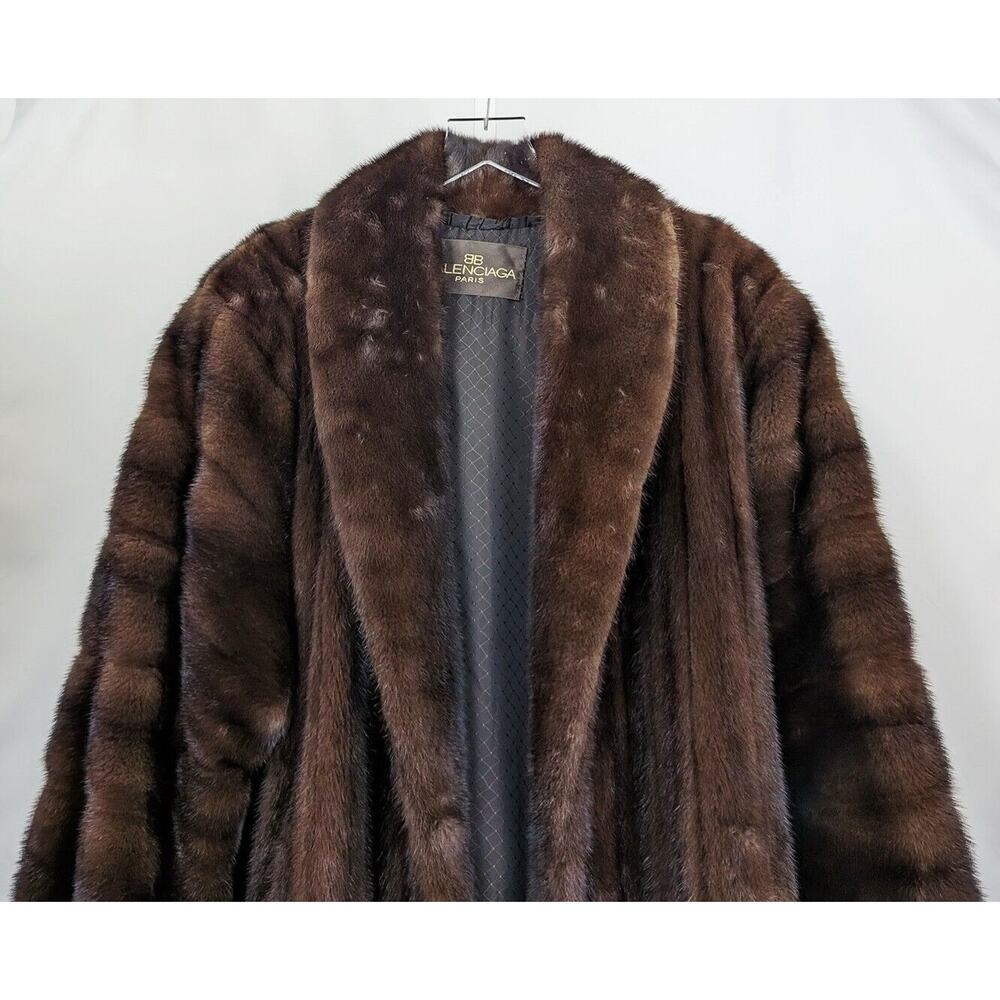 Vintage Mink Coat Balenciaga Full Length Long Brown Women's Size Large - Picture 2 of 15